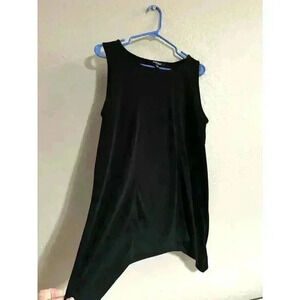 Ellen Tracy Women's Blouse Size L Black Boat Neck Pullover Loose Top Sleeveless